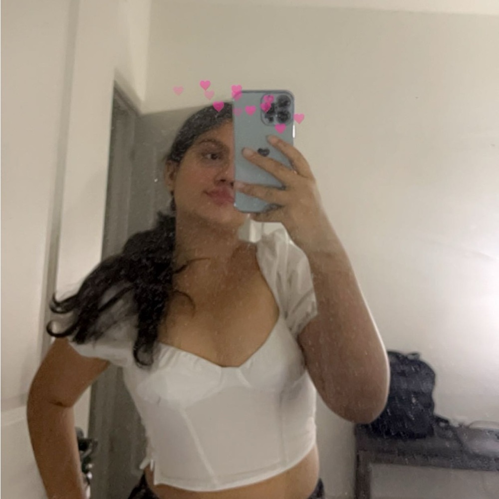 white low neck crop top